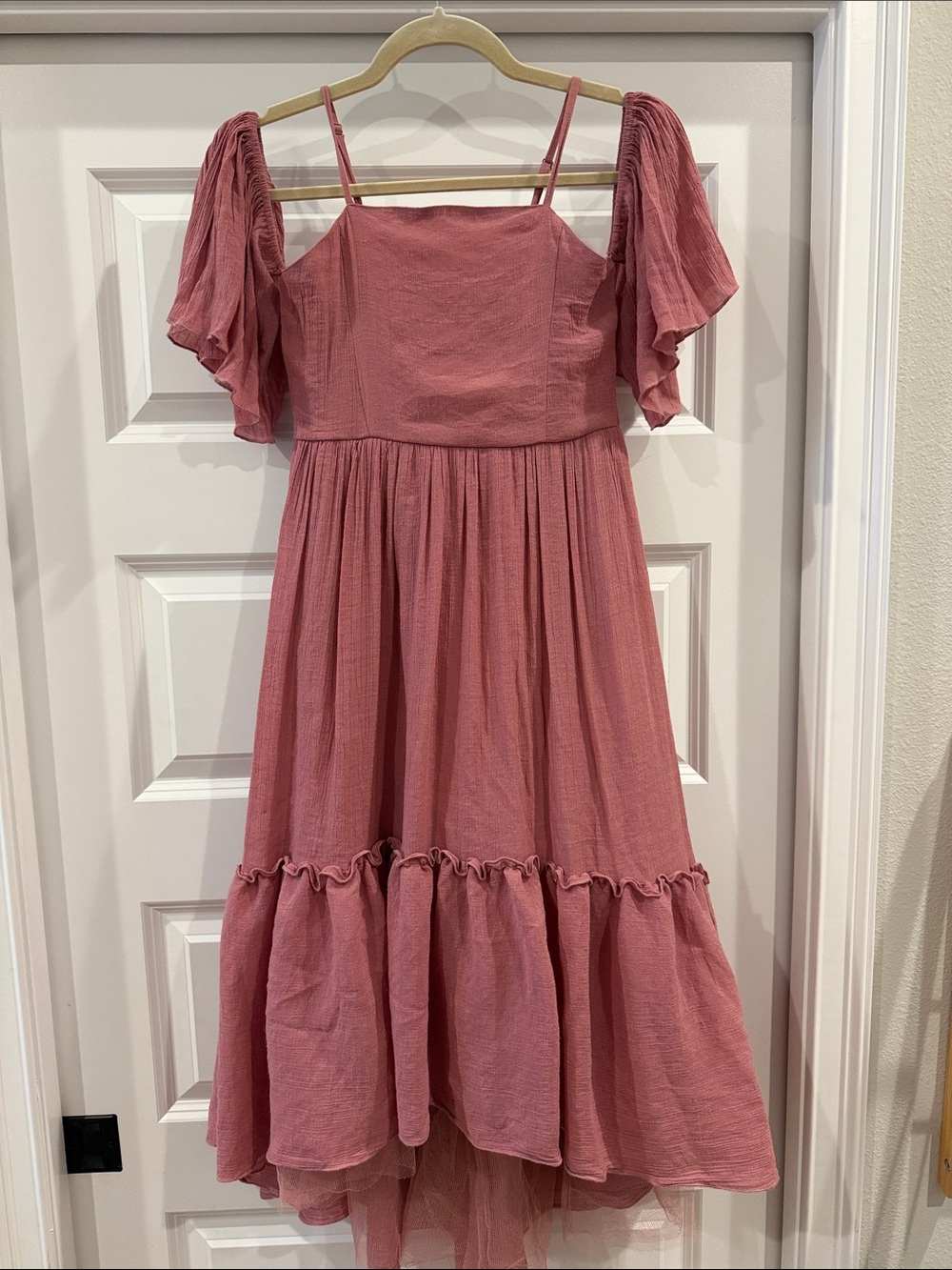 Joyfolie Mauve-Pink Puff Sleeve Midi Dress